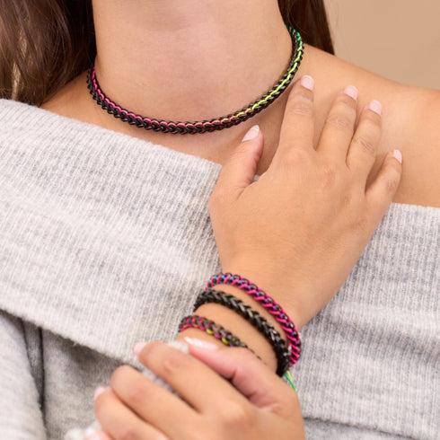 Spectrum x Gunmetal | Gaia Wheat Chain | Choker Necklace